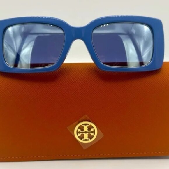 NEW Tory Burch Blue Rectangular Sunglasses - Picture 5 of 5